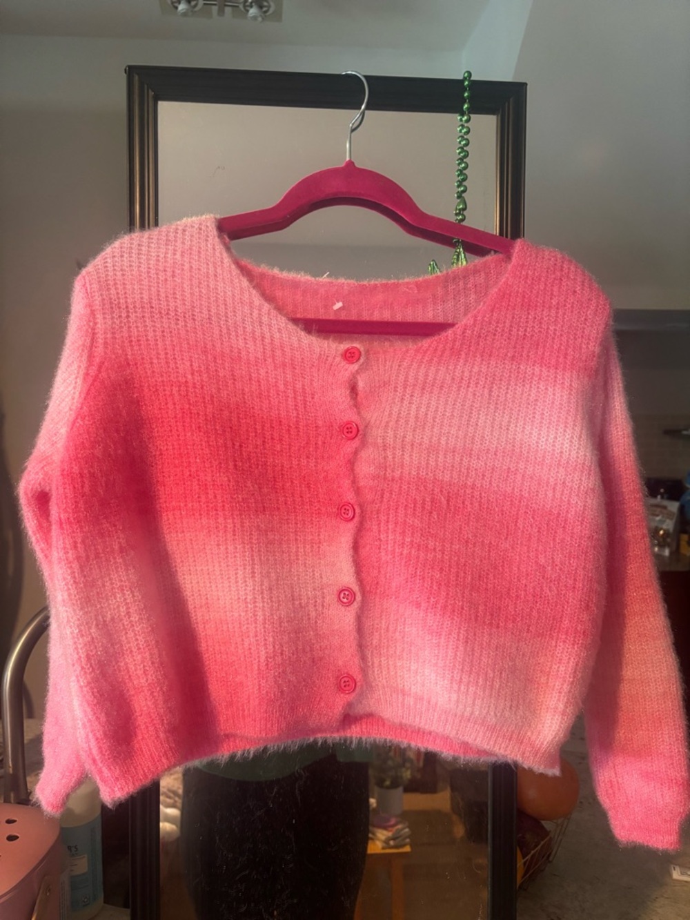 Pink Ombre Button-Front Women's Sweater